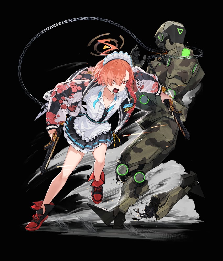 neru and kaiser pmc robot mercenary (blue archive and 1 more) drawn by mush