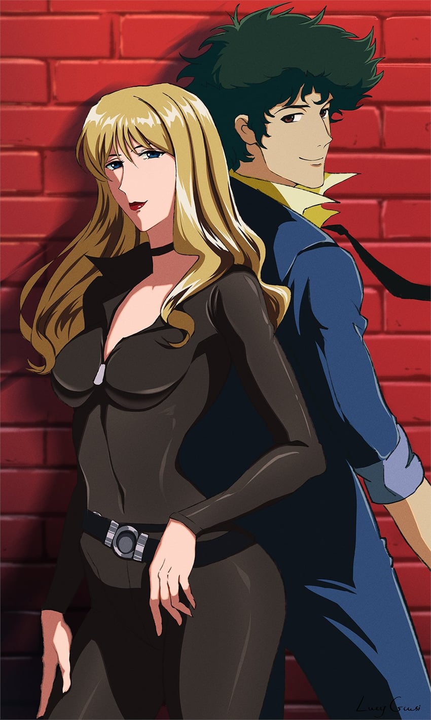 spike spiegel and julia (cowboy bebop) drawn by lucyguusi