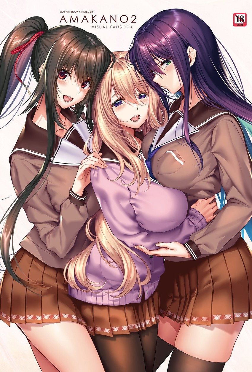 kurohime yuuhi, tsutamachi chitose, and himiyama rei (amakano 2) drawn by piromizu