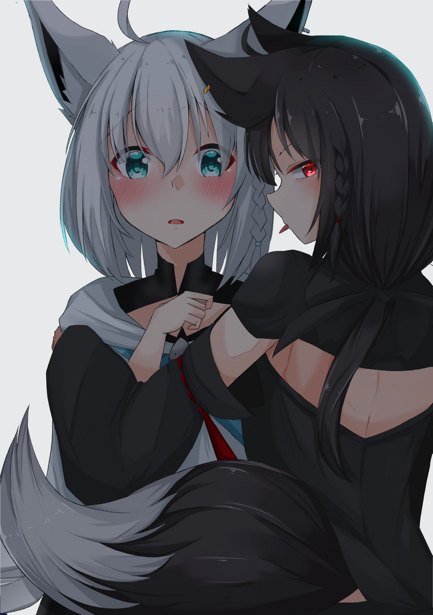 shirakami fubuki and kurokami fubuki (hololive) drawn by kudryavka_vt