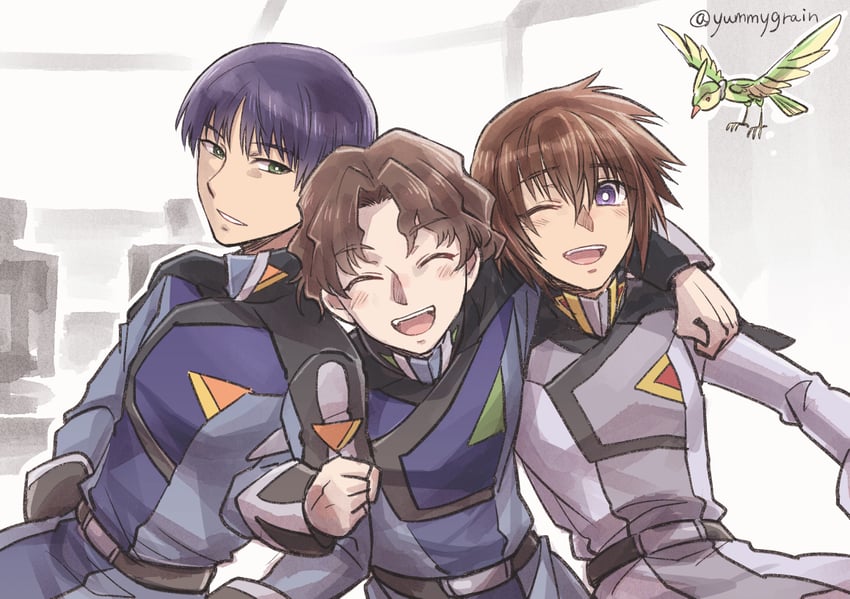 kira yamato, torii, arnold neumann, and tolle koenig (gundam and 2 more) drawn by misuke_(gyouran)