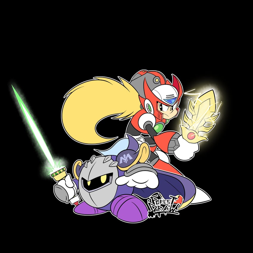 zero and meta knight (mega man and 2 more) drawn by uncle_forest