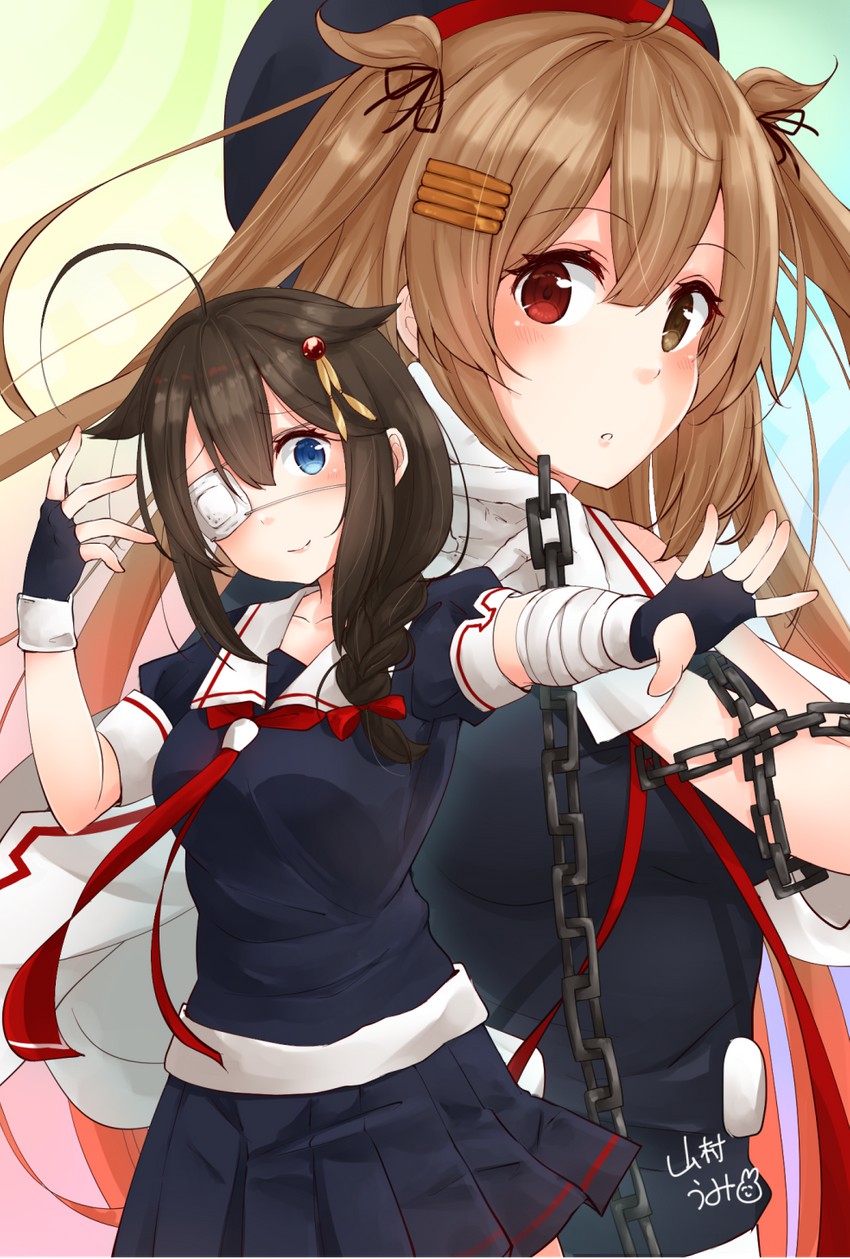 shigure, shigure kai ni, murasame, and murasame kai ni (kantai collection) drawn by yamamura_umi