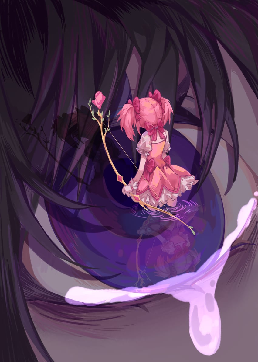 akemi homura and kaname madoka (mahou shoujo madoka magica) drawn by hu_baibai