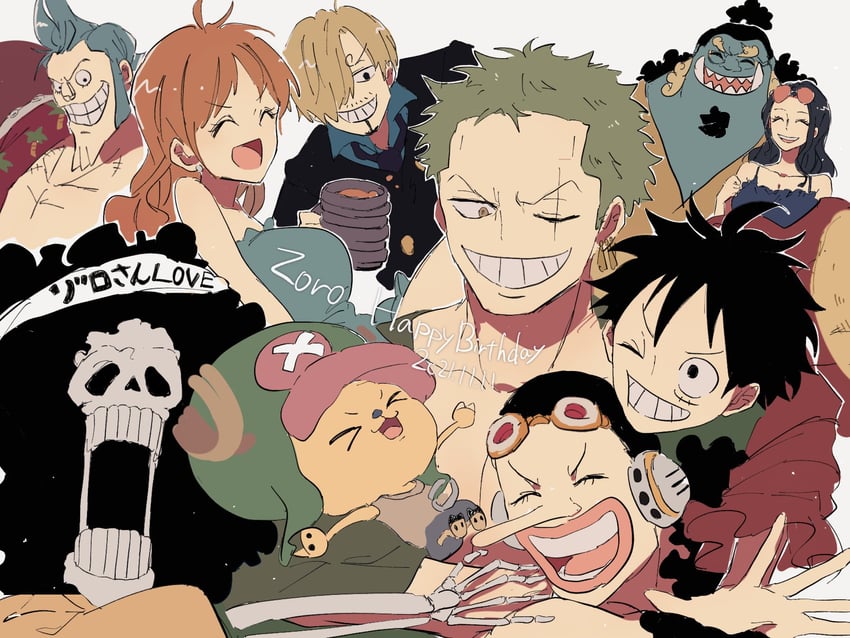 nami, monkey d. luffy, nico robin, roronoa zoro, sanji, and 5 more (one piece) drawn by telushake_opnk
