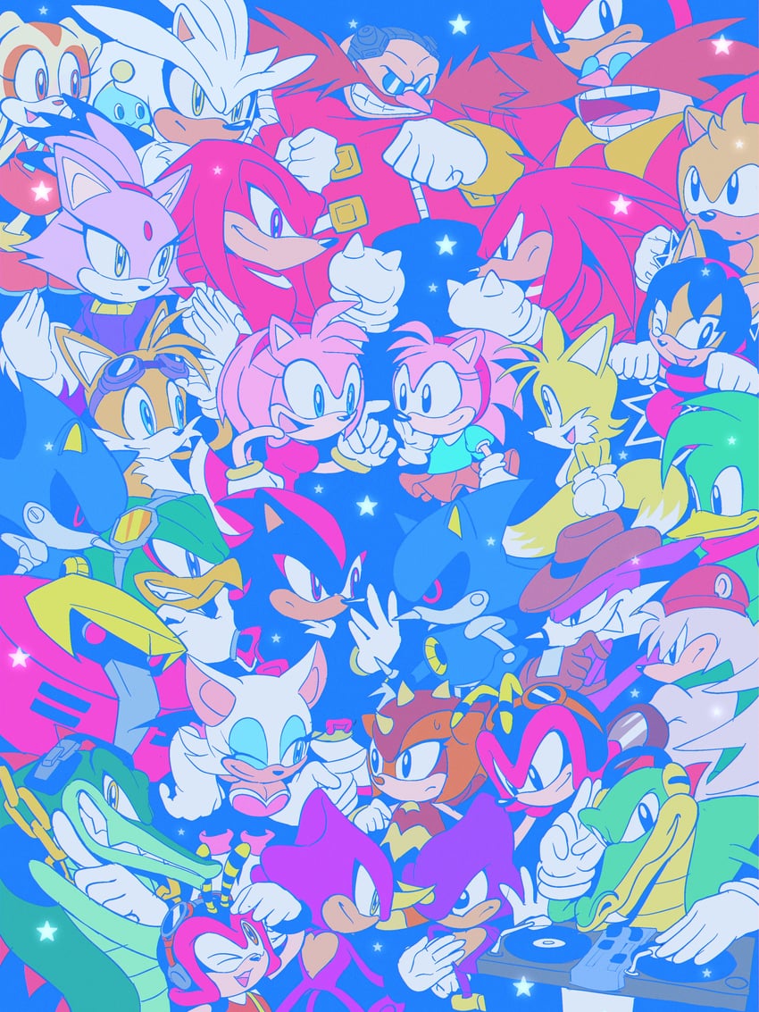 shadow the hedgehog, amy rose, blaze the cat, rouge the bat, tails, and 25 more (sonic and 4 more) drawn by tokiwa757