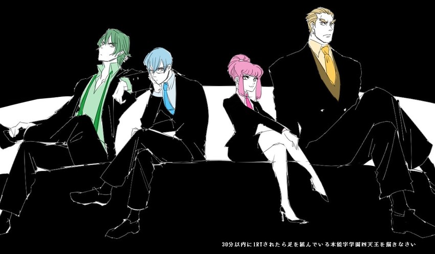 jakuzure nonon, gamagoori ira, sanageyama uzu, and inumuta houka (kill la kill) drawn by tsubaroku