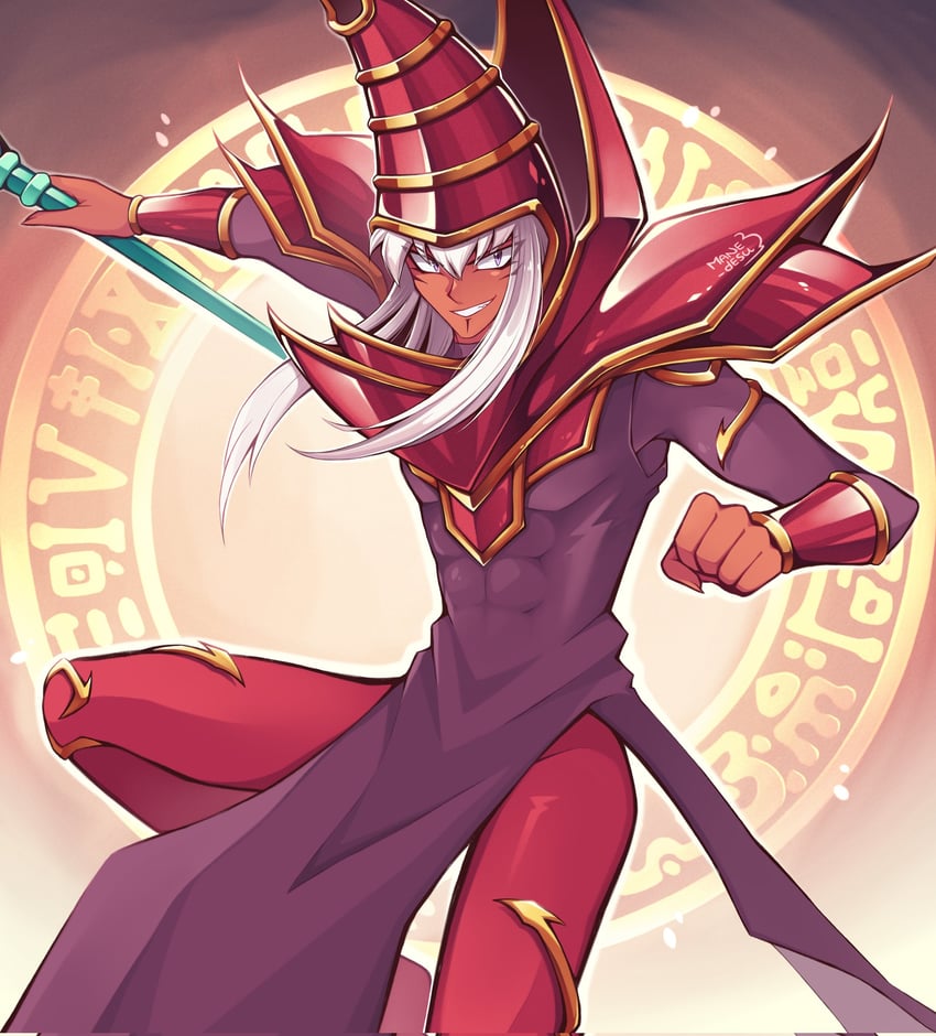 dark magician (yu-gi-oh!) drawn by mahne_(mane_desu)