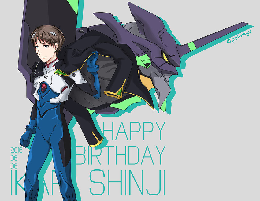 ikari shinji, eva 01, and ikari gendou (neon genesis evangelion) drawn by poliwagu