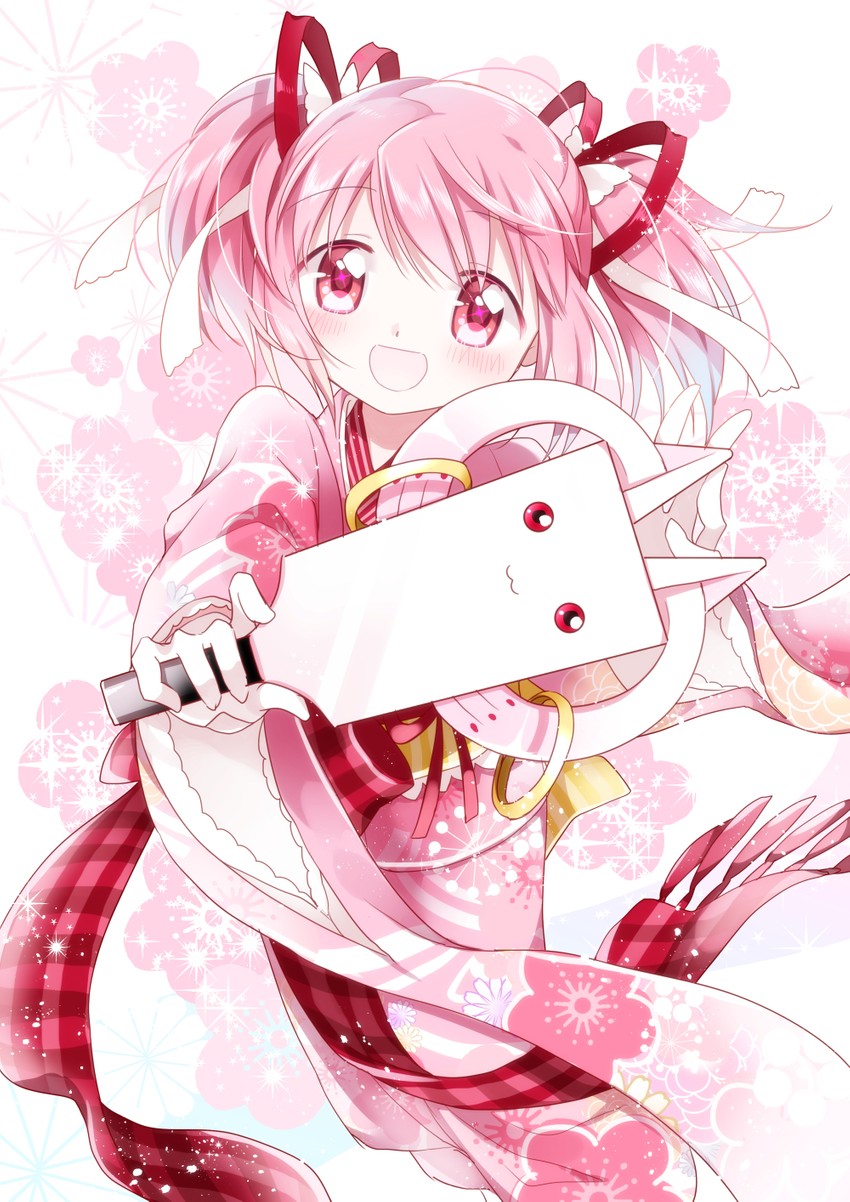 kaname madoka and kyubey (mahou shoujo madoka magica and 1 more) drawn by ayumaru_(art_of_life)
