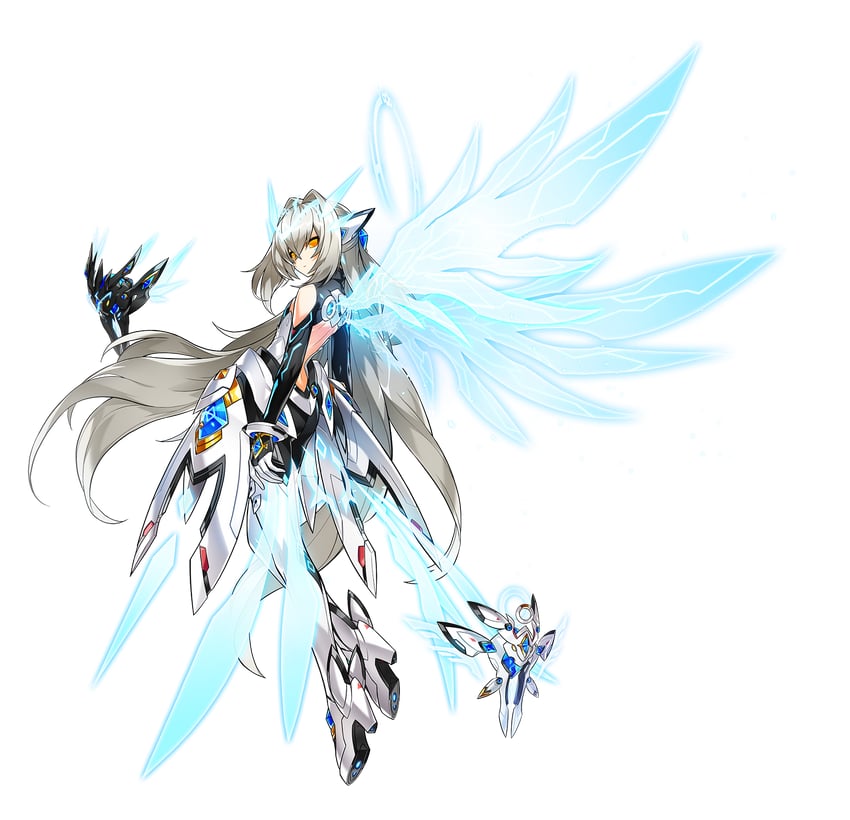 eve, remy, moby, and code: sariel (elsword) drawn by hwansang