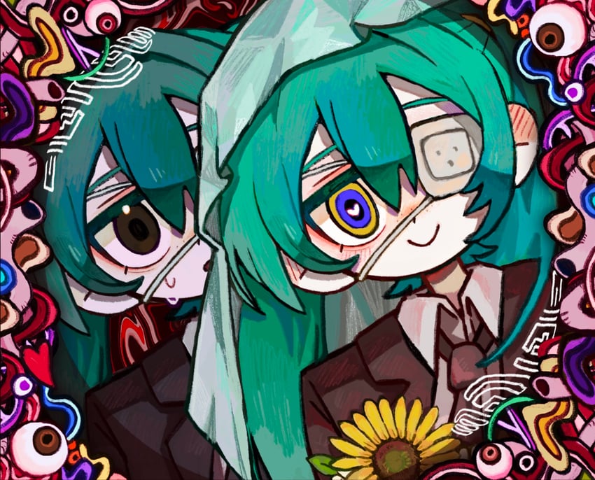 hatsune miku (vocaloid and 1 more) drawn by uminosoko44