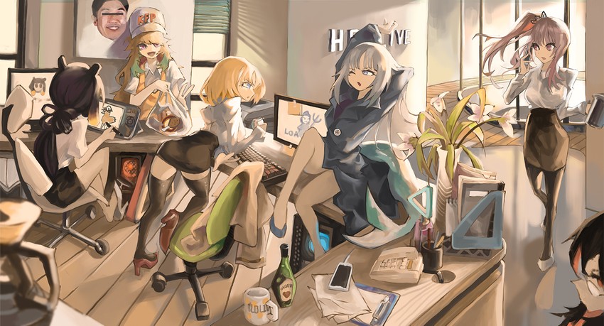 gawr gura, mori calliope, ninomae ina'nis, takanashi kiara, watson amelia, and 2 more (hololive and 1 more) drawn by hoza