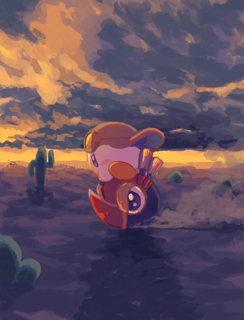 kirby and wheelie (kirby and 1 more) drawn by aruco_co