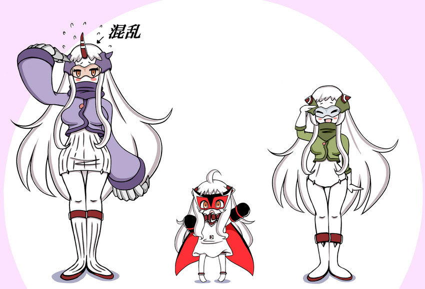 northern ocean princess, seaport princess, airfield princess, doronjo, boyakki, and 1 more (kantai collection and 3 more) drawn by roshiakouji-chan