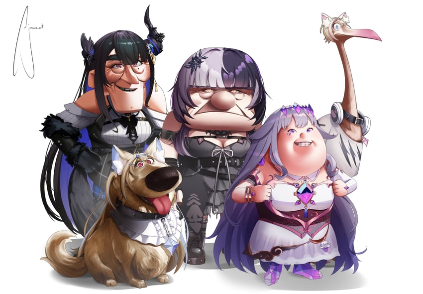 shiori novella, nerissa ravencroft, fuwawa abyssgard, mococo abyssgard, koseki bijou, and 5 more (hololive and 2 more) drawn by jamwes