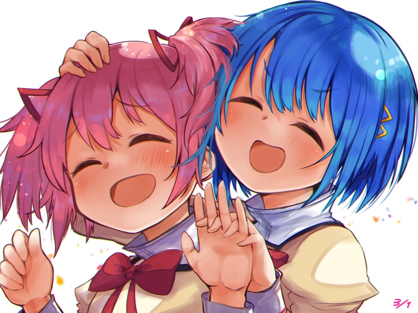 kaname madoka and miki sayaka (mahou shoujo madoka magica) drawn by damenano104