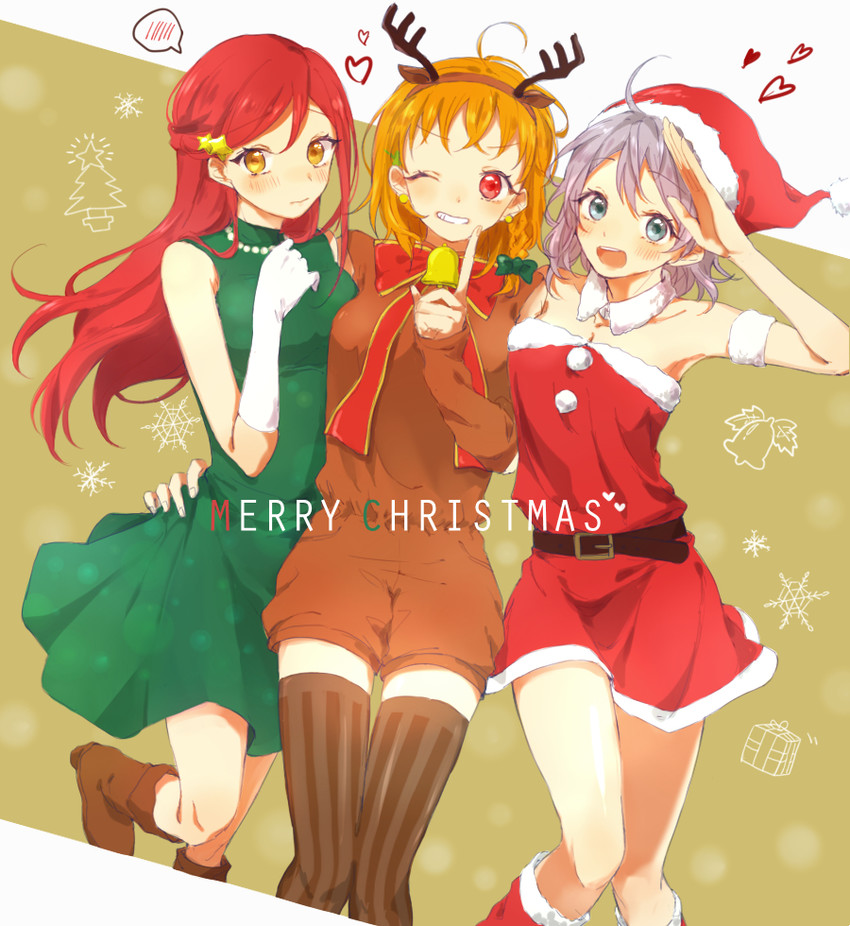watanabe you, sakurauchi riko, and takami chika (love live! and 1 more) drawn by azuma_(no488888)
