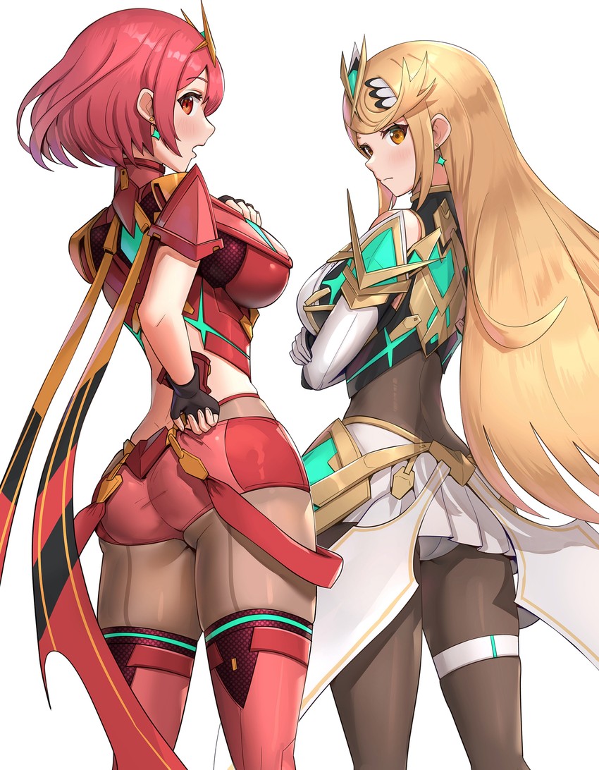 pyra and mythra (xenoblade chronicles and 2 more) drawn by gonzarez