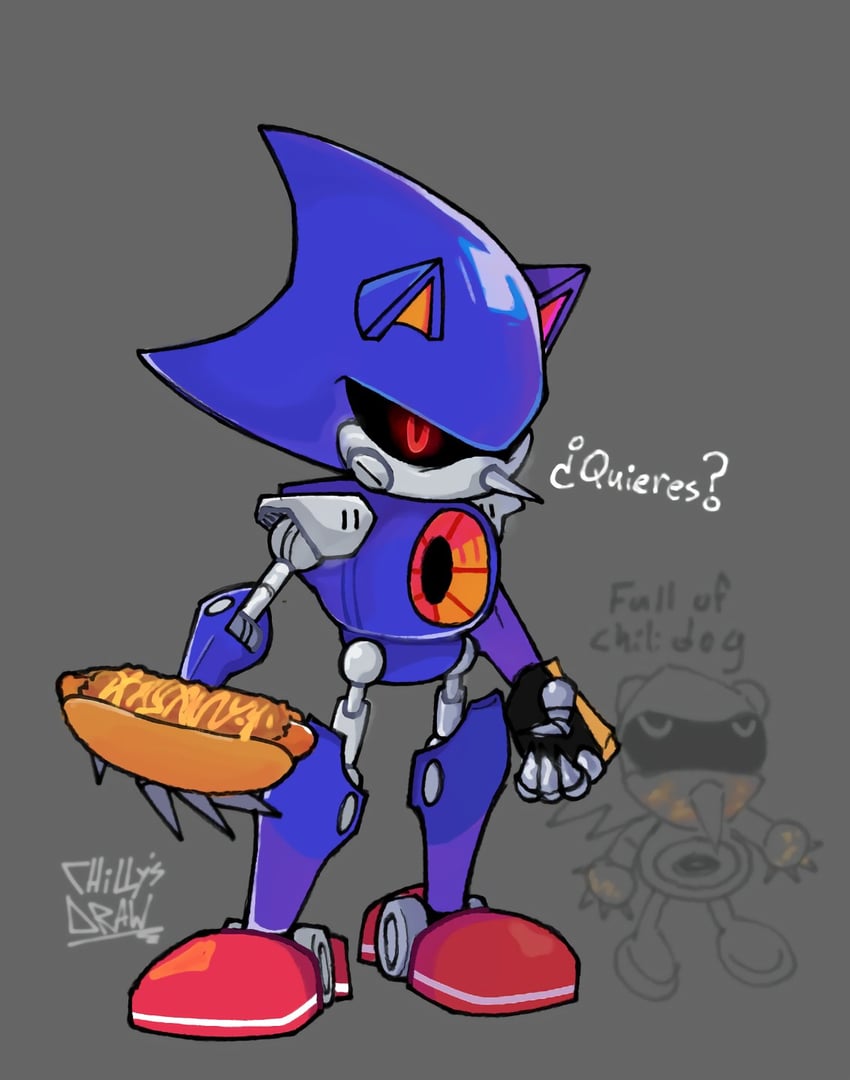 metal sonic and bootleg metal sonic plush (sonic) drawn by draw_chill's