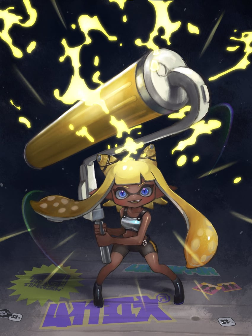 inkling player character and inkling girl (splatoon and 1 more) drawn by oekakirisuke