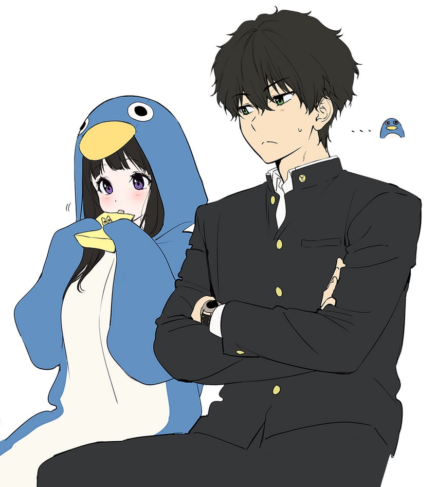 chitanda eru and oreki houtarou (hyouka) drawn by mery_(yangmalgage)