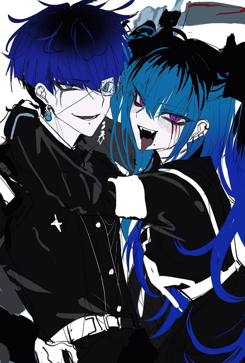 omokage yugamu and amemiya darumi (the hundred line -last defense academy-) drawn by yanyihenku