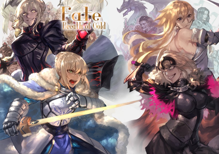 artoria pendragon, saber, jeanne d'arc, saber alter, mordred, and 9 more (fate and 1 more) drawn by peperon_(peperou)