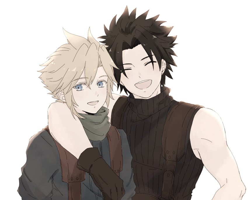 cloud strife and zack fair (final fantasy and 2 more) drawn by miku_(inaku)