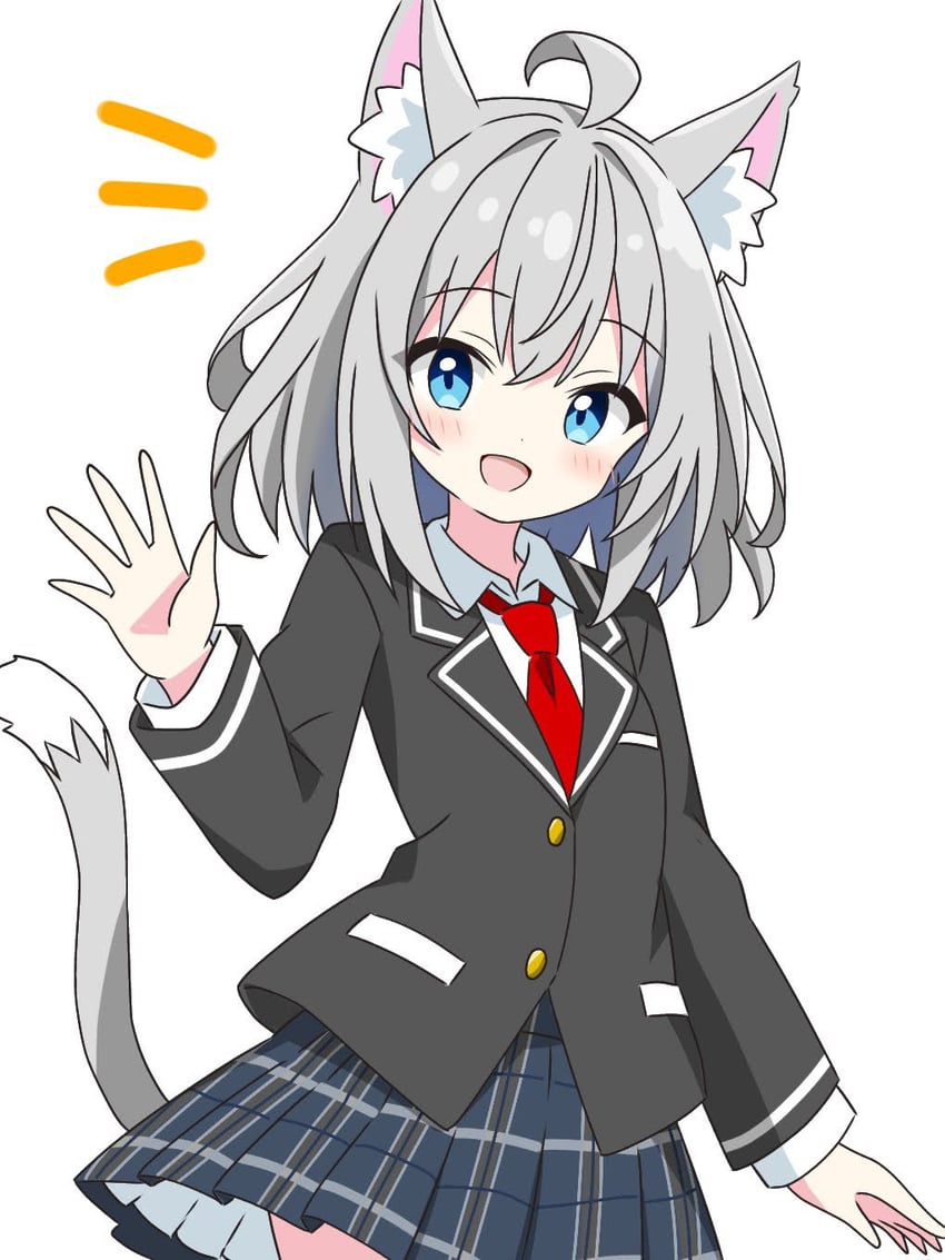 grey-haired cat girl (original) drawn by kotatsu-mazoku