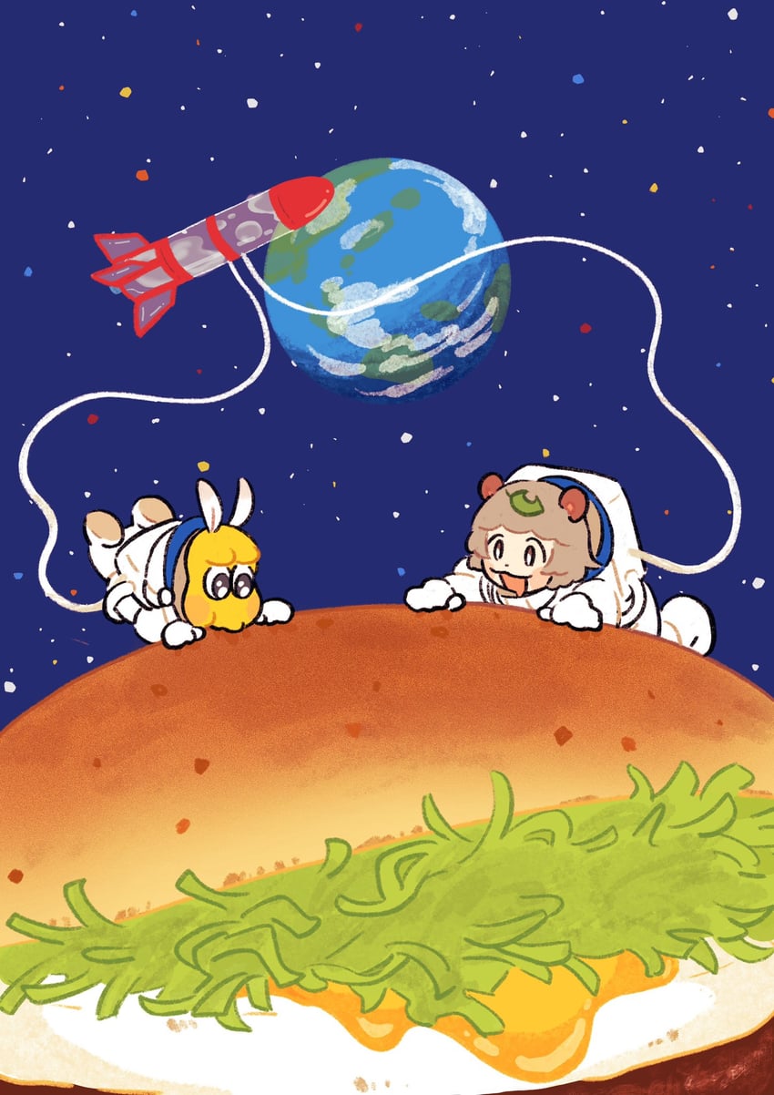 ponpoko and peanuts-kun (mode aim) drawn by momoco_(momco04)