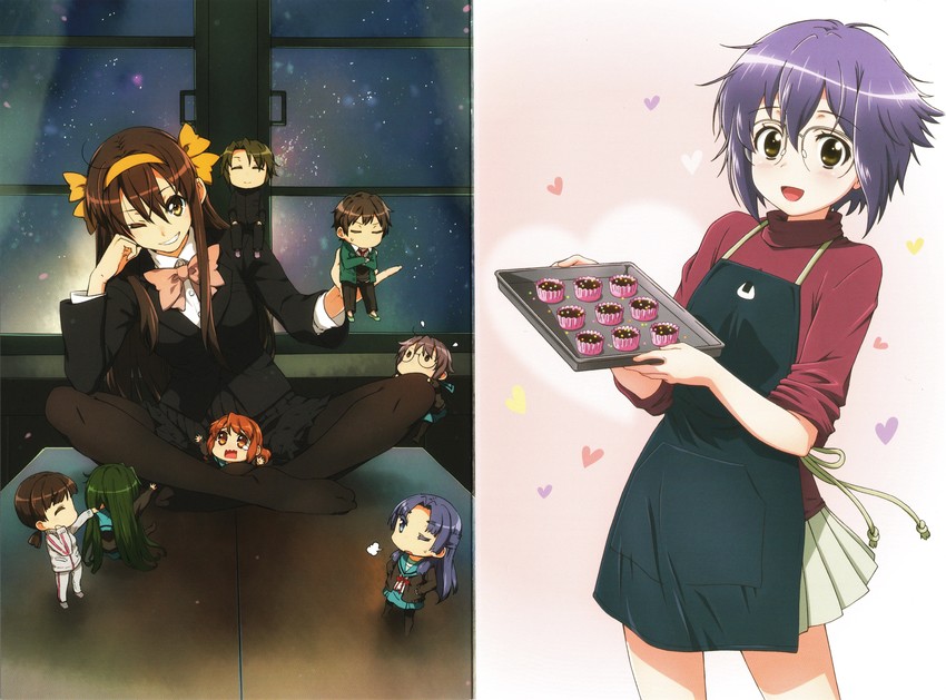 suzumiya haruhi, nagato yuki, asahina mikuru, kyon, asakura ryoko, and 3 more (suzumiya haruhi no yuuutsu and 2 more)
