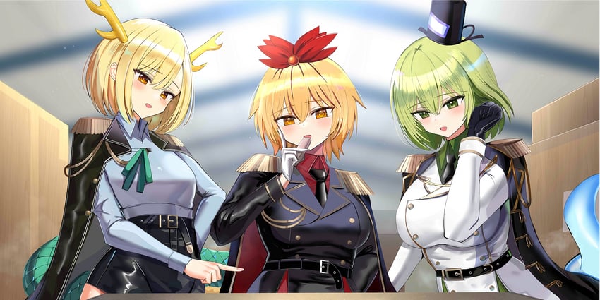 toramaru shou, soga no tojiko, and kicchou yachie (touhou and 1 more) drawn by hanasaka_houcha