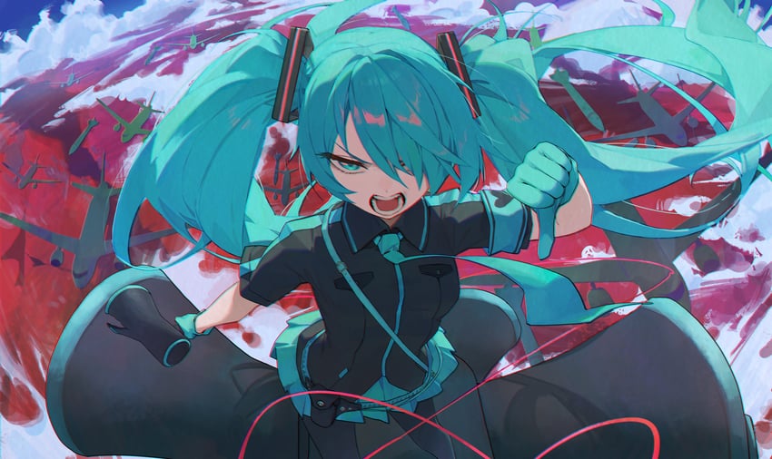 hatsune miku (vocaloid and 1 more) drawn by ikky