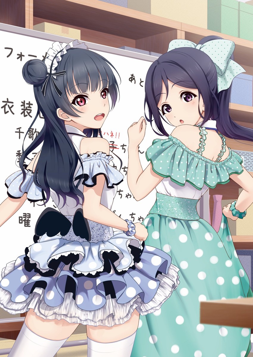 tsushima yoshiko and matsuura kanan (love live! and 2 more) drawn by amagi_(volfuji)
