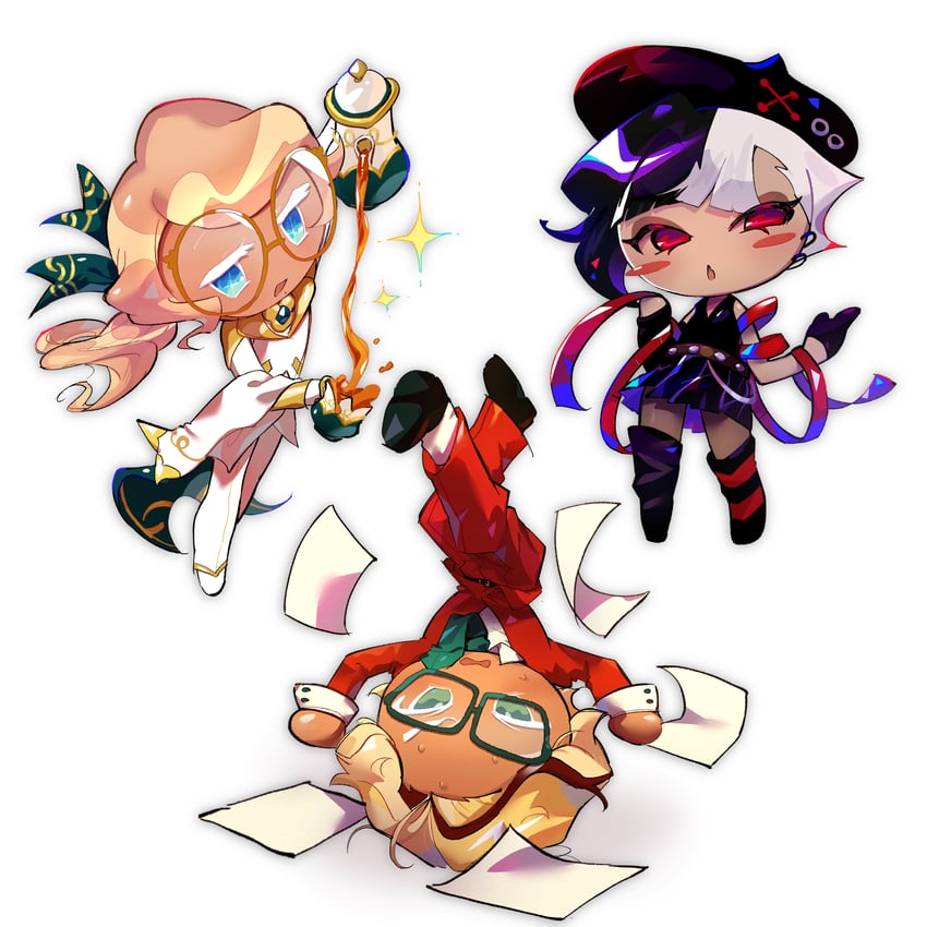 earl grey cookie, currant cream cookie, and langue de chat cookie (cookie run and 1 more) drawn by akibevillage