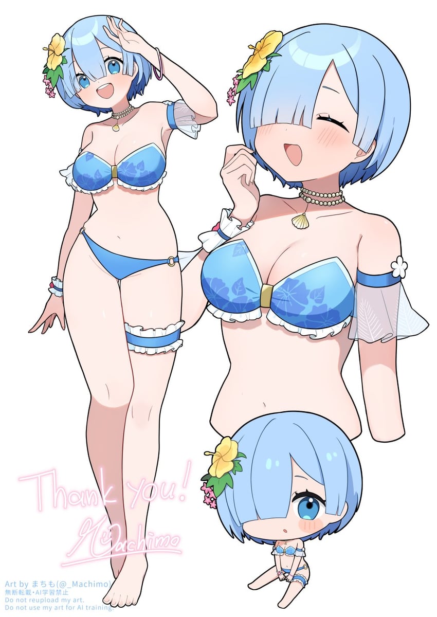 rem (re:zero kara hajimeru isekai seikatsu and 1 more) drawn by machimo