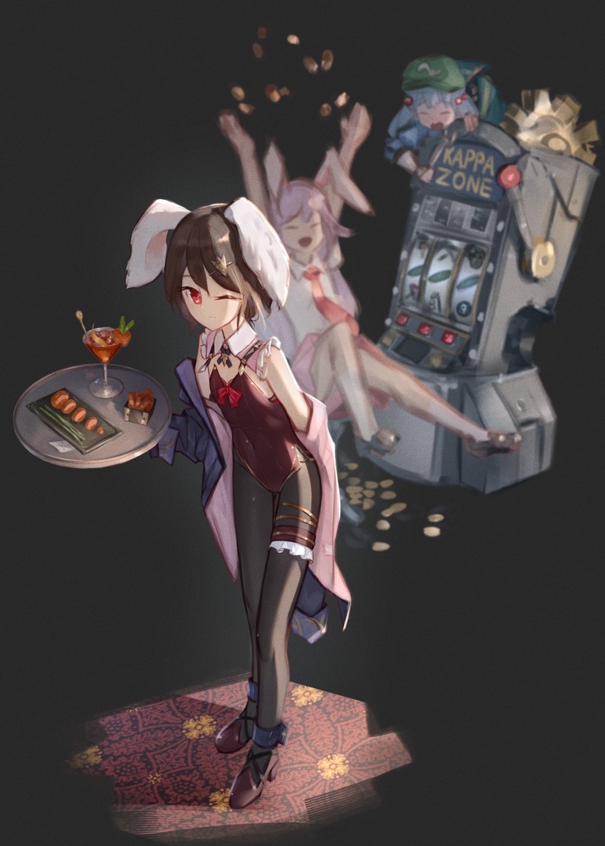 reisen udongein inaba, kawashiro nitori, and inaba tewi (touhou) drawn by tlobtr