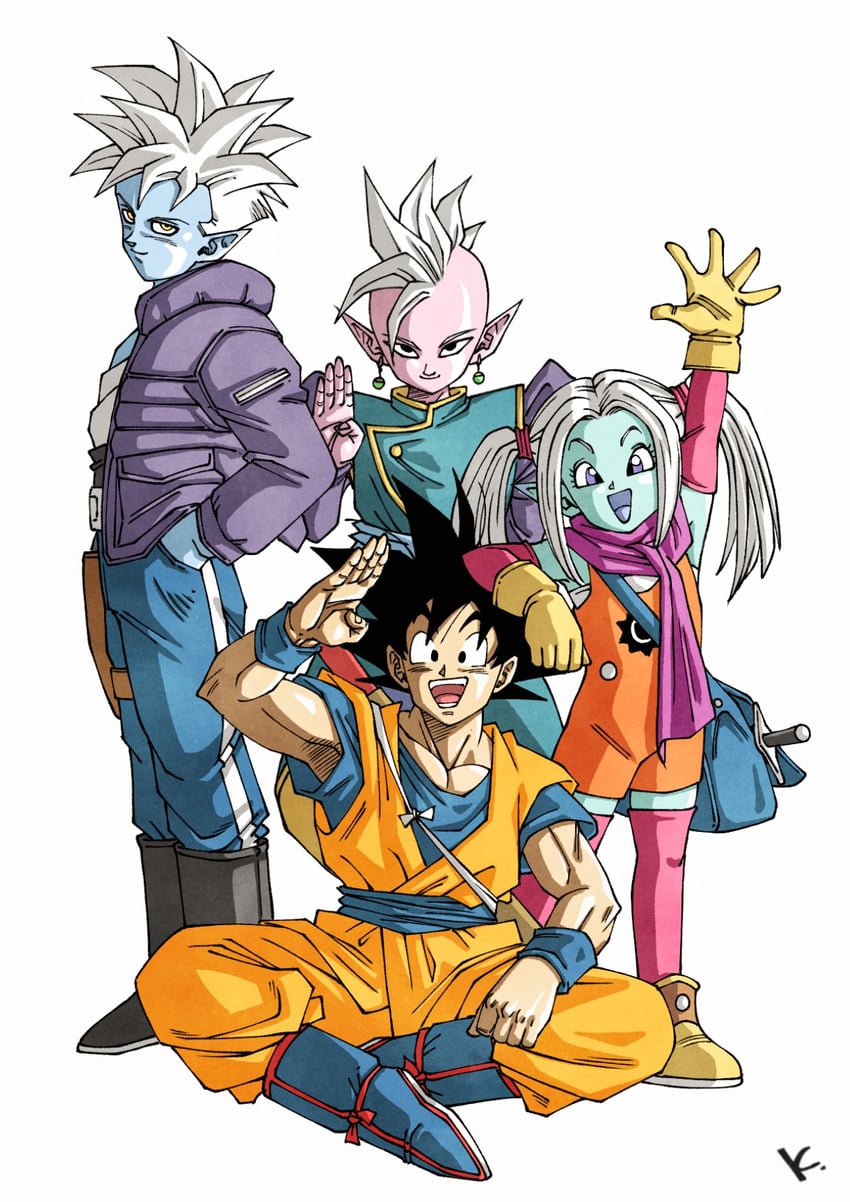 son goku, shin, pansy, and glorio (dragon ball and 1 more) drawn by kakeru_(dbskakeru)