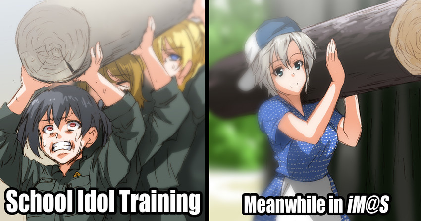 yazawa nico, ayase eli, koizumi hanayo, and anastasia (idolmaster and 3 more) drawn by henshako