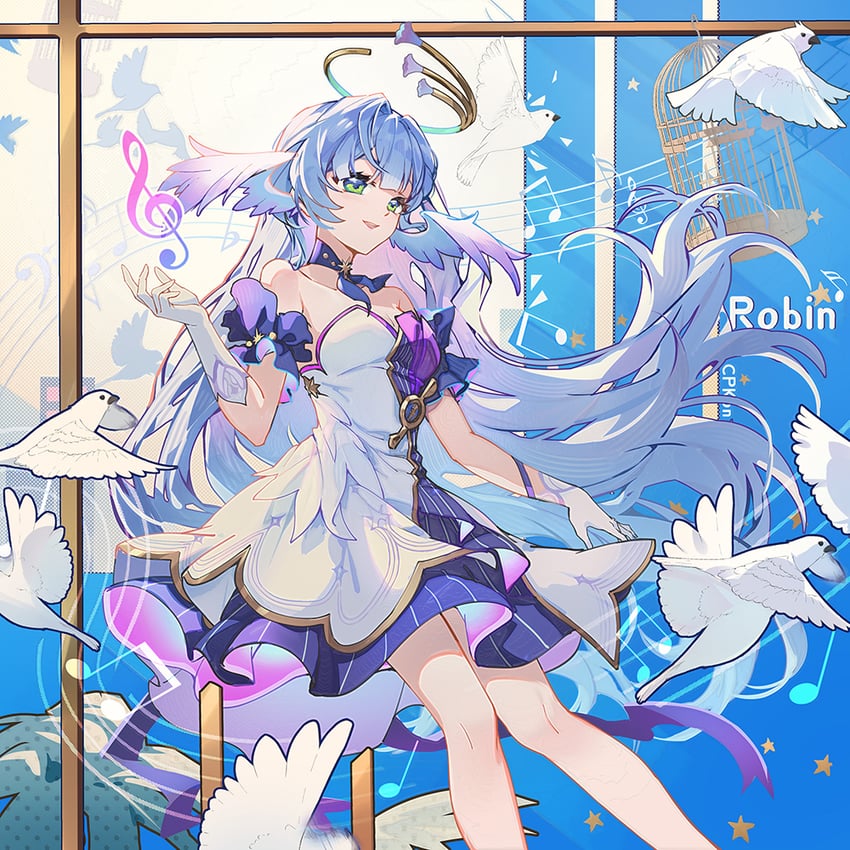 robin (honkai and 1 more) drawn by cat_princess