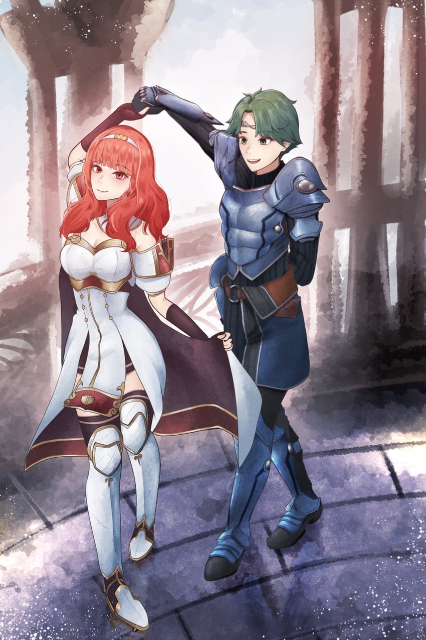 celica and alm (fire emblem and 1 more) drawn by kaden08mm