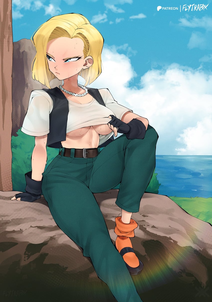 android 18 (dragon ball and 1 more) drawn by flytrapxx