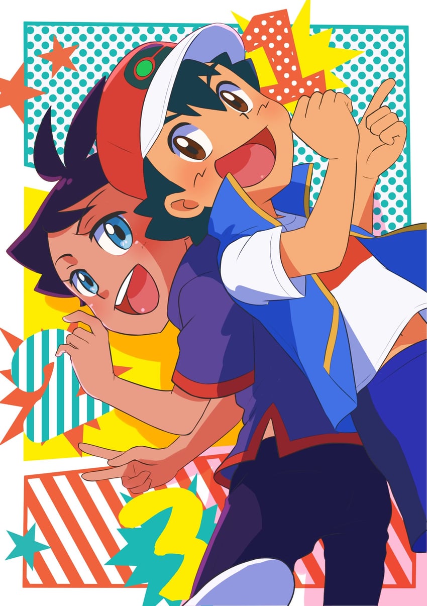 ash ketchum and goh (pokemon and 1 more) drawn by kawachaneel