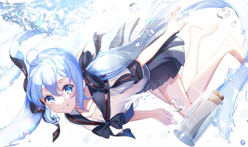 hatsune miku and bottle miku (vocaloid) drawn by kirushi_(killcy)