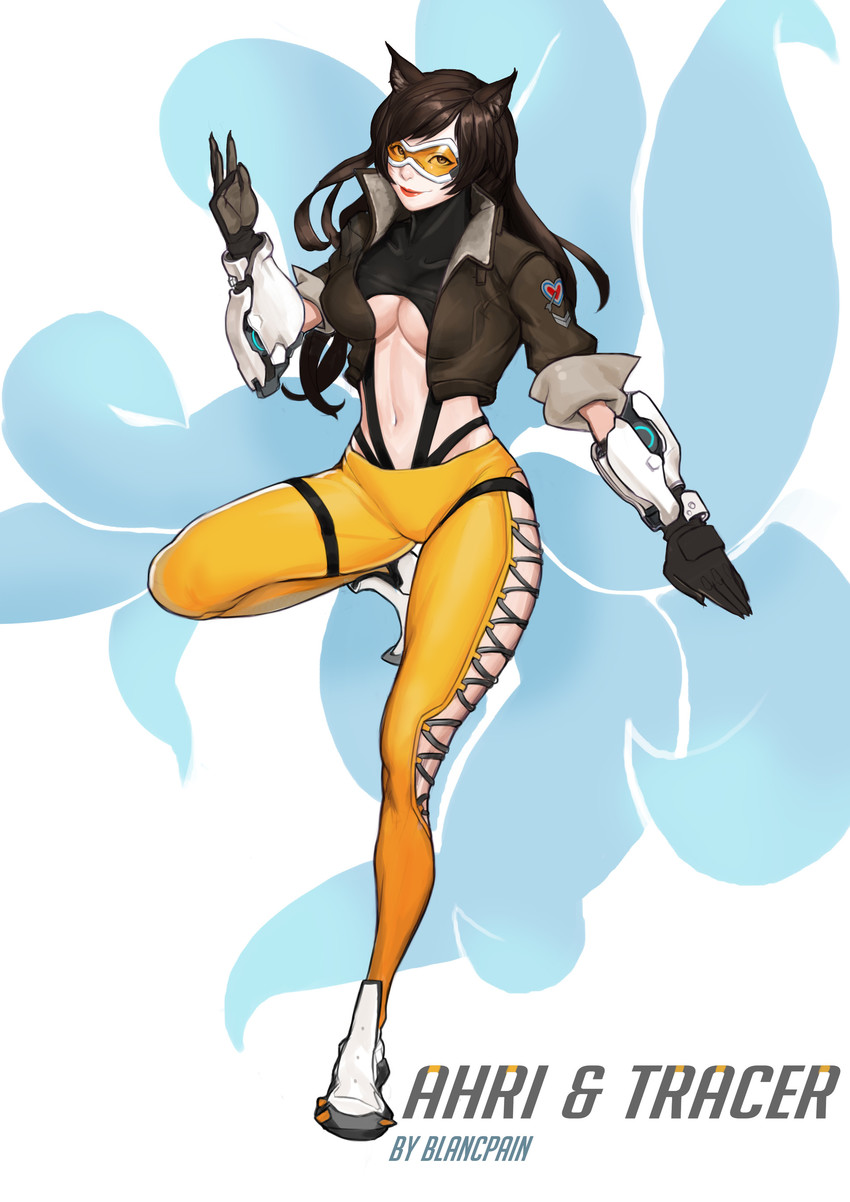 ahri and tracer (league of legends and 2 more) drawn by gunhwi_kim