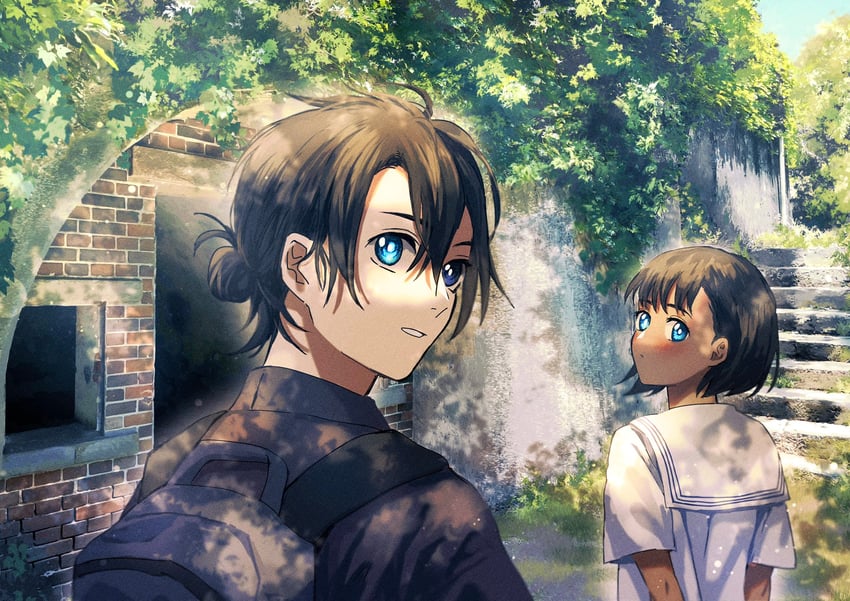ajiro shinpei and kofune mio (summertime render) drawn by nori_salt