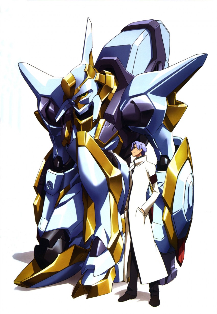 lancelot, lloyd asplund, and lancelot z-01 (code geass) drawn by kimura_takahiro and nakada_eiji