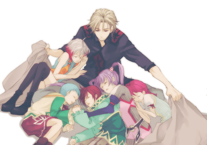 sophie, asbel lhant, cheria barnes, pascal, hubert ozwell, and 1 more (tales of and 1 more) drawn by iccan
