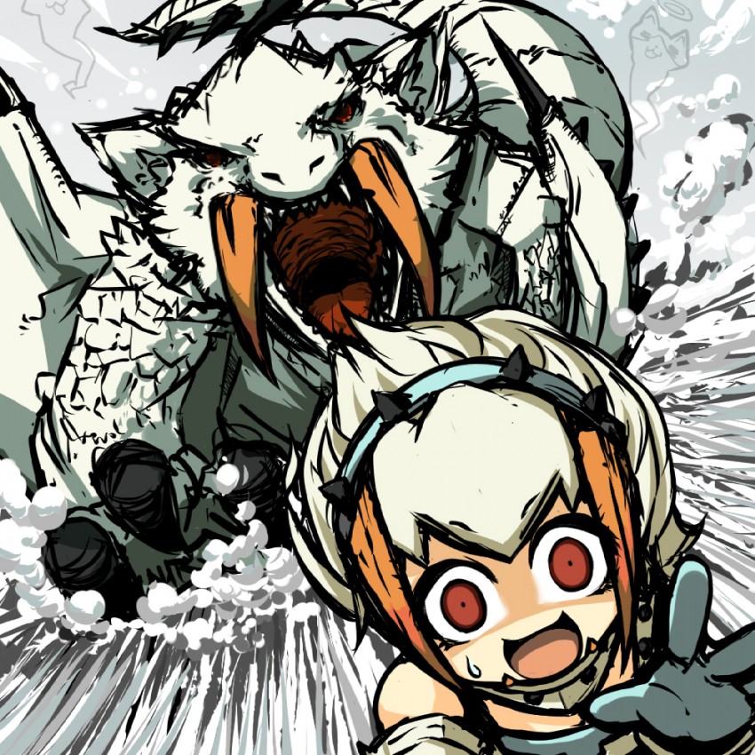 monster hunter and barioth (monster hunter and 1 more) drawn by tanayuma